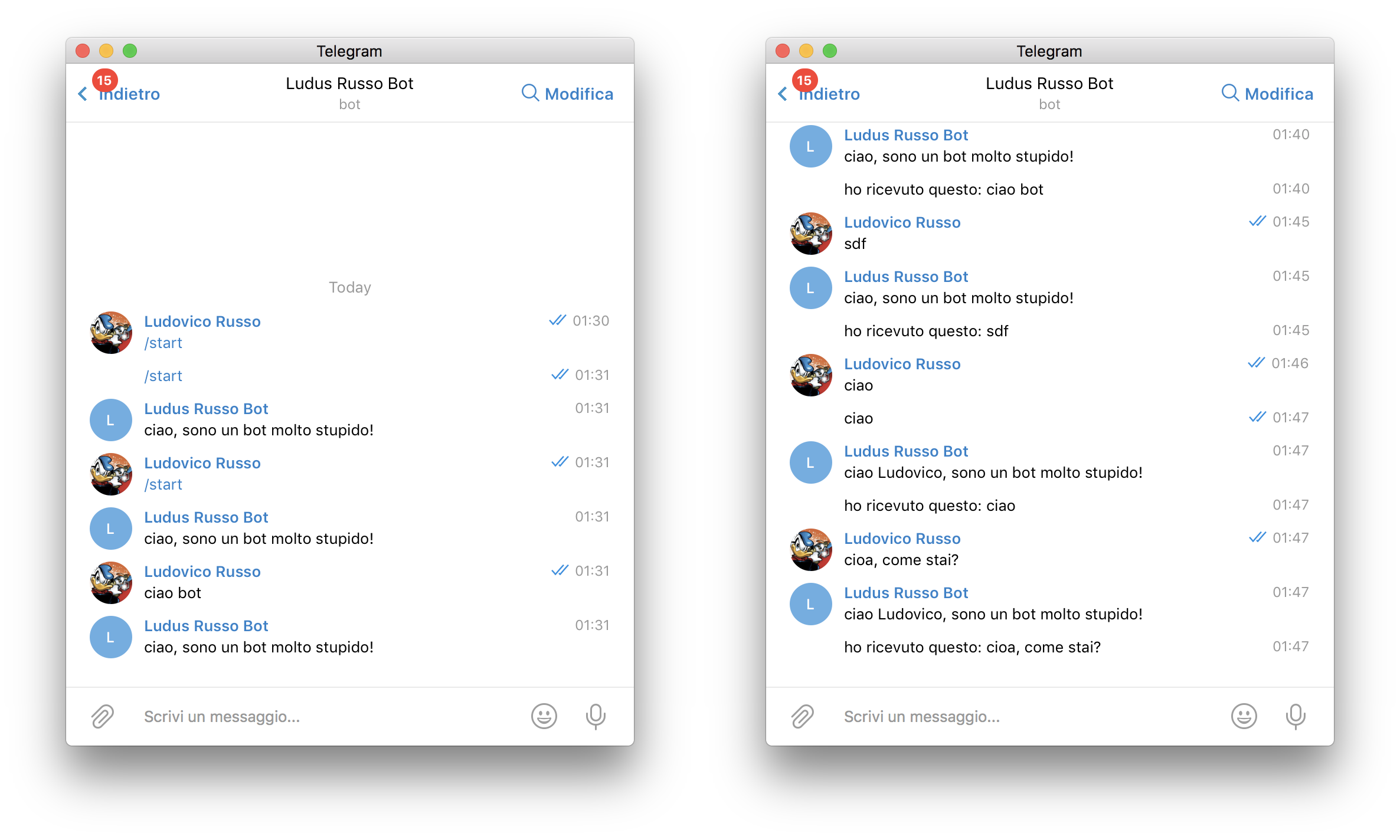 ChatBot telegram in azione
