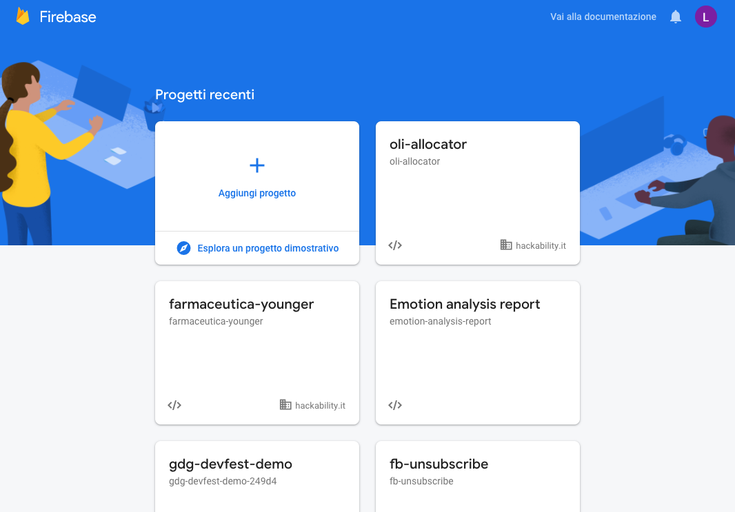 Creare app Firebase