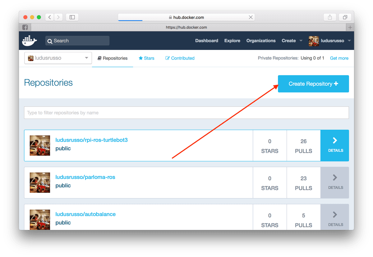 Dockerhub pagina iniziale