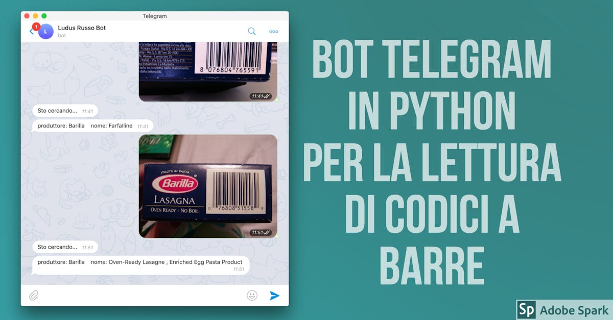 Sviluppiamo un bot Telegram che legge i codici a barre degli alimenti